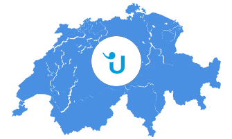 Umriss der Schweiz mit einem Userlike-Logo