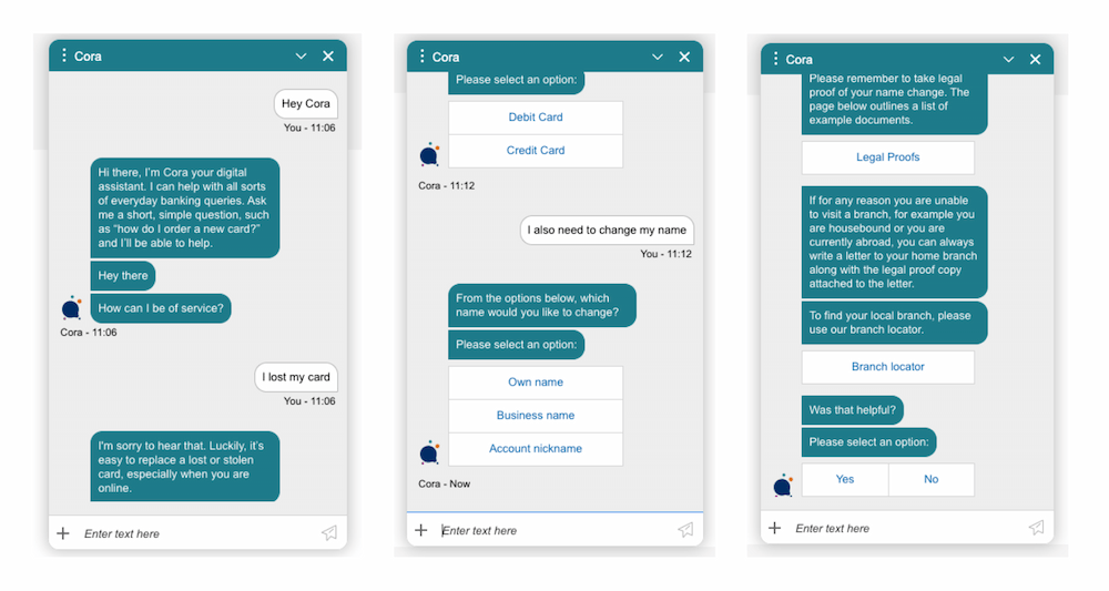 Banking chatbot helps user order new credit card
