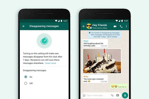 Bilder zeigen die Funktion der verschwindenden Nachrichten in WhatsApp