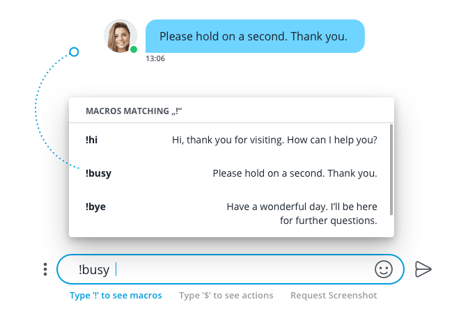 Userlike's canned messages, chat macros, to answer customers faster and better.