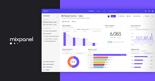 image that shows the dashboard of mixpanel
