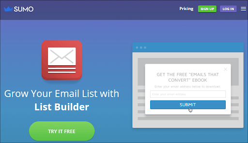 screenshot of the sumo website