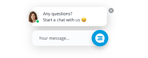 image of a chat widget and a conversation of userlike