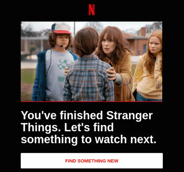 Netflix message inviting user to find a new series to watch