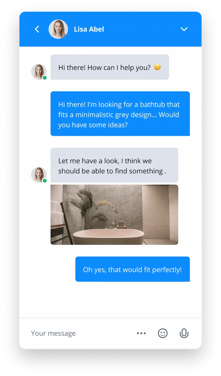 Agent making product recommendations directly in chat