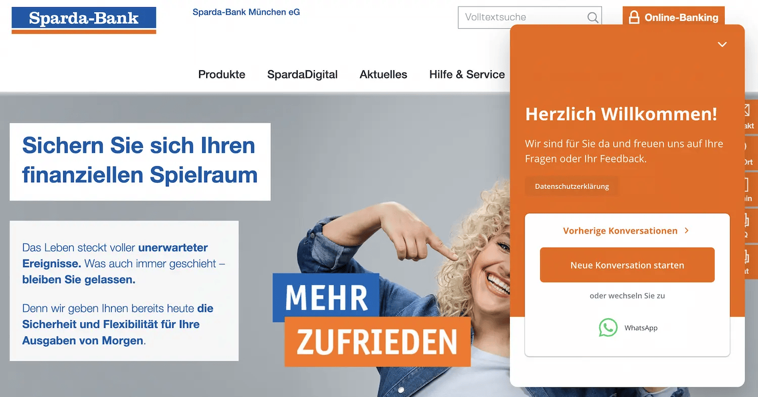 Screenshot von Sparda-Bank München Website.