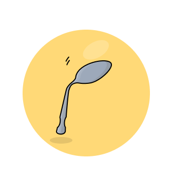 Spoon being bent.