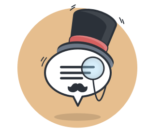 Chat bubble with a hat and an eyeglas.