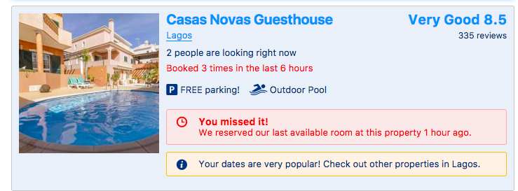 Screenshot of spammy booking.com product page