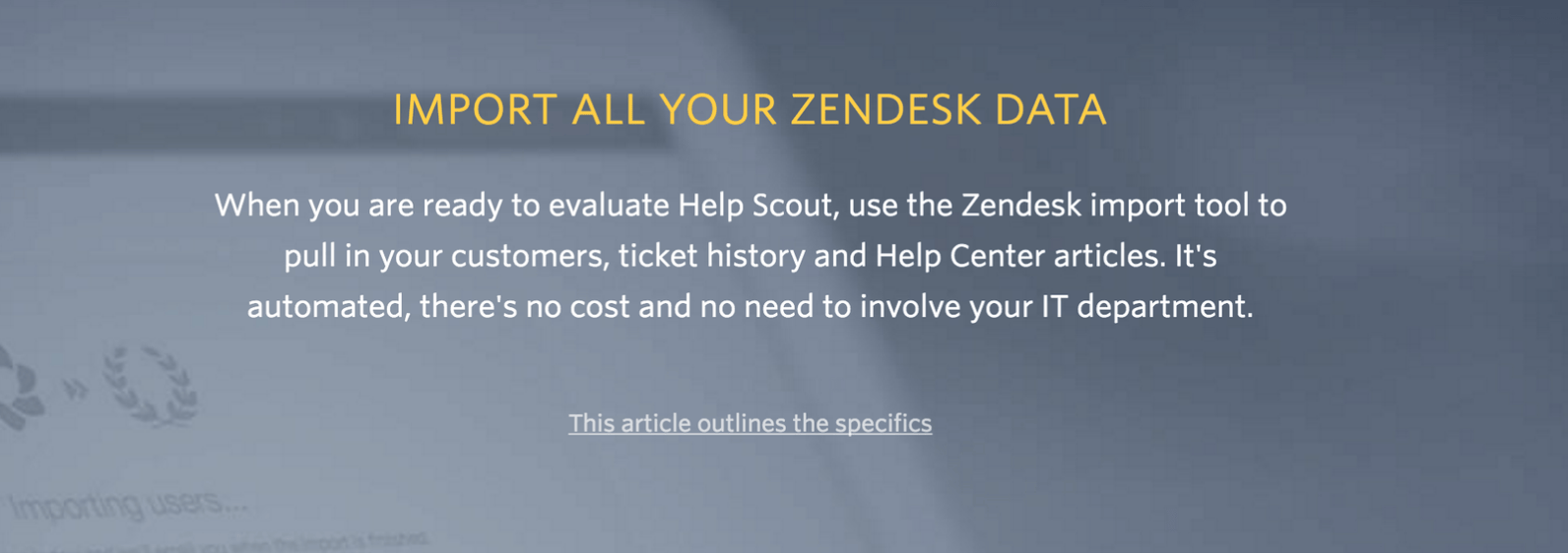 Screenshot of Help Scout banner to promote a switch from Zendesk
