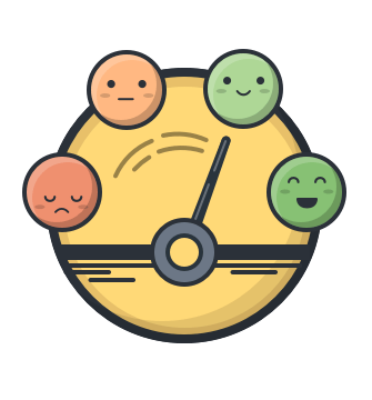 Four emoji on a measuring scale.