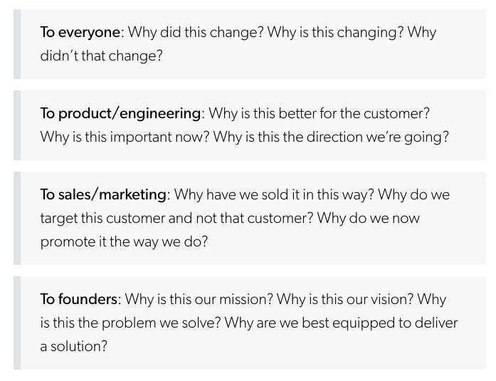 a list of why questions for different departments