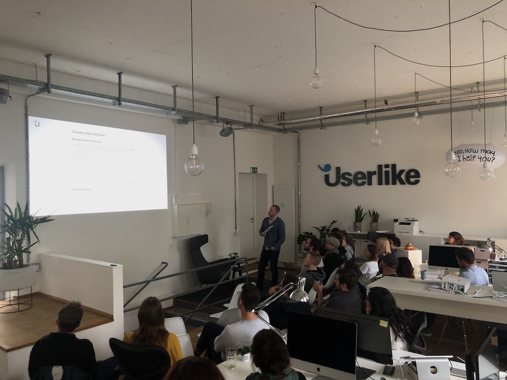 A member of our Customer Success team at our quarterly standup.