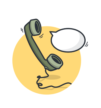 A green phone cartoon.