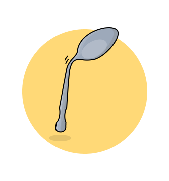 A spoon being bent.
