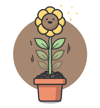 Karikatur einer wachsenden Sonnenblume