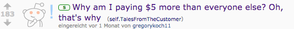 Screenshot of Reddit.com thread in Subreddit TalesFromTheCustomer