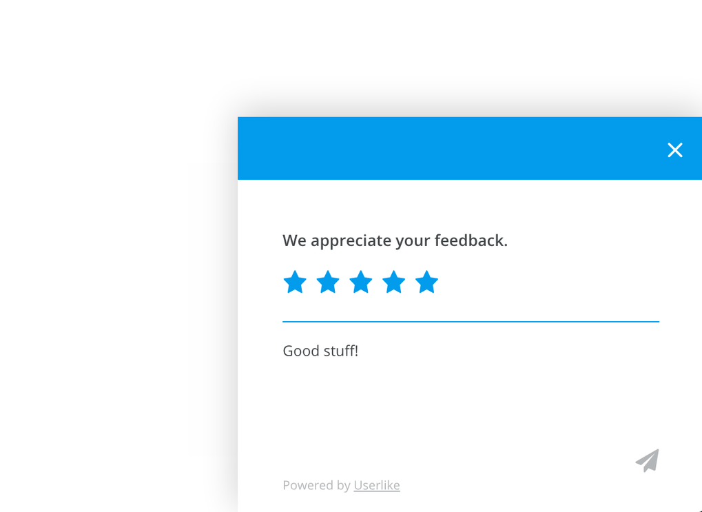 The Userlike live chat rating view.