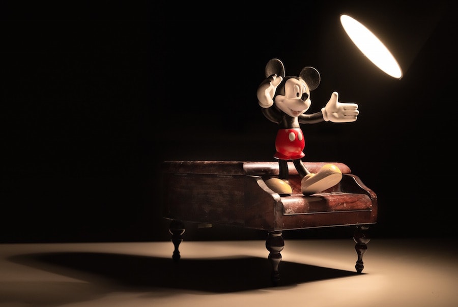 mickey on a piano