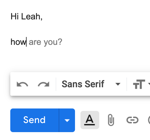 Capture d'écran de la fonction Smart Compose de Google.