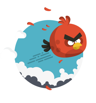 Grimmiger Vogel in Wolken.