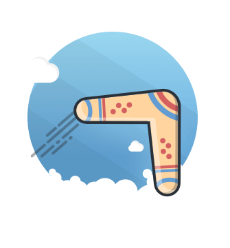Un dibujo de un boomerang volando.