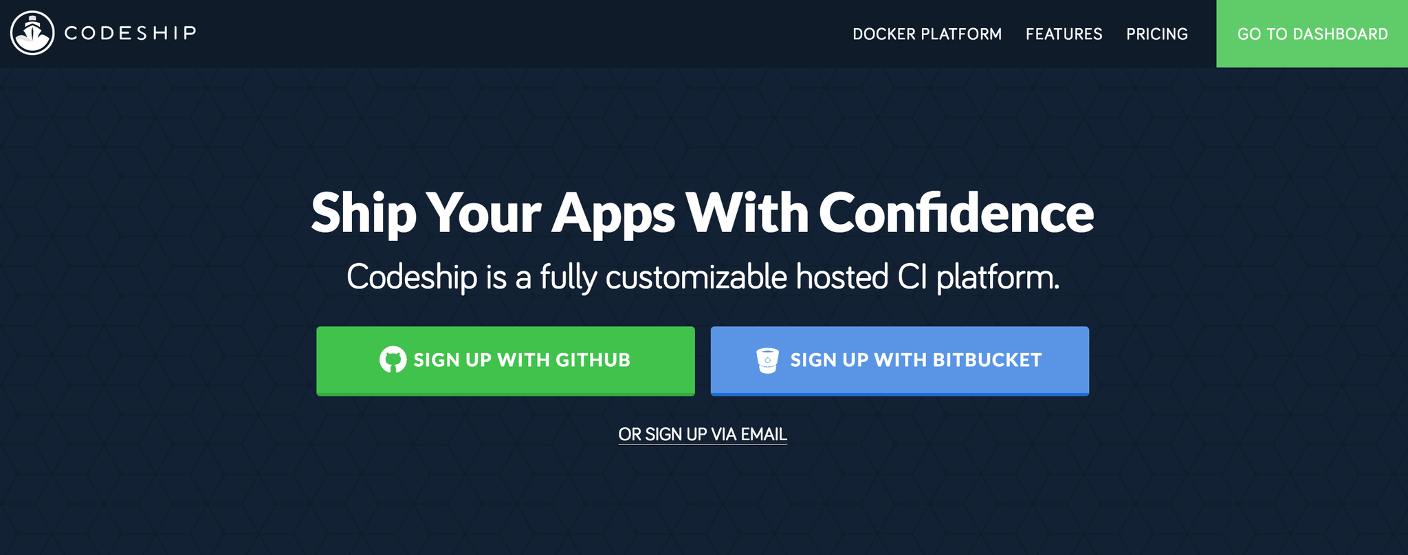 screenshot of the Codeship website