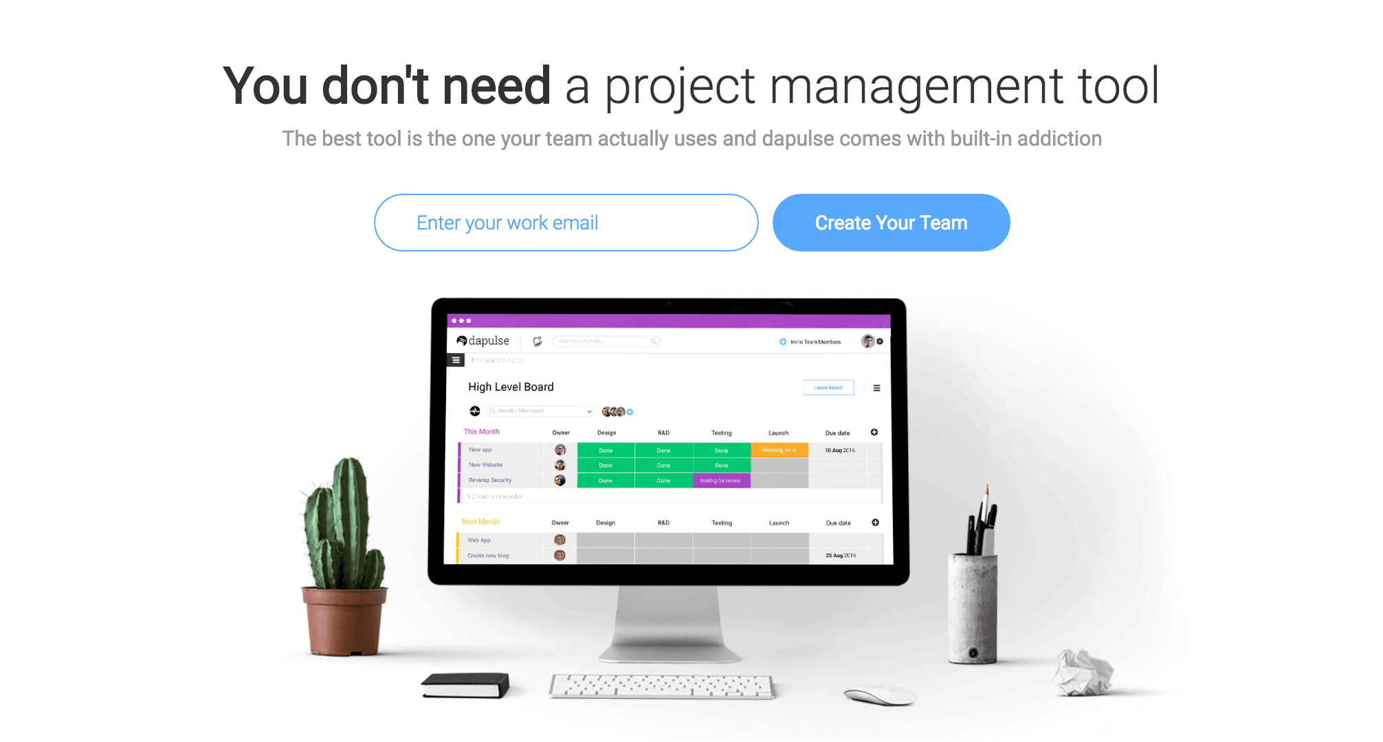 screenshot of the dapulse website