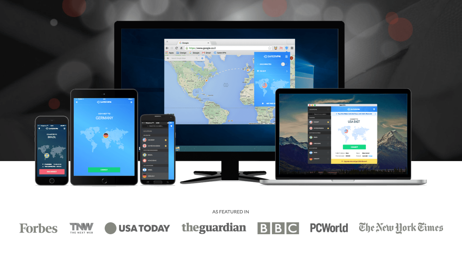 screenshot of the safervpn website