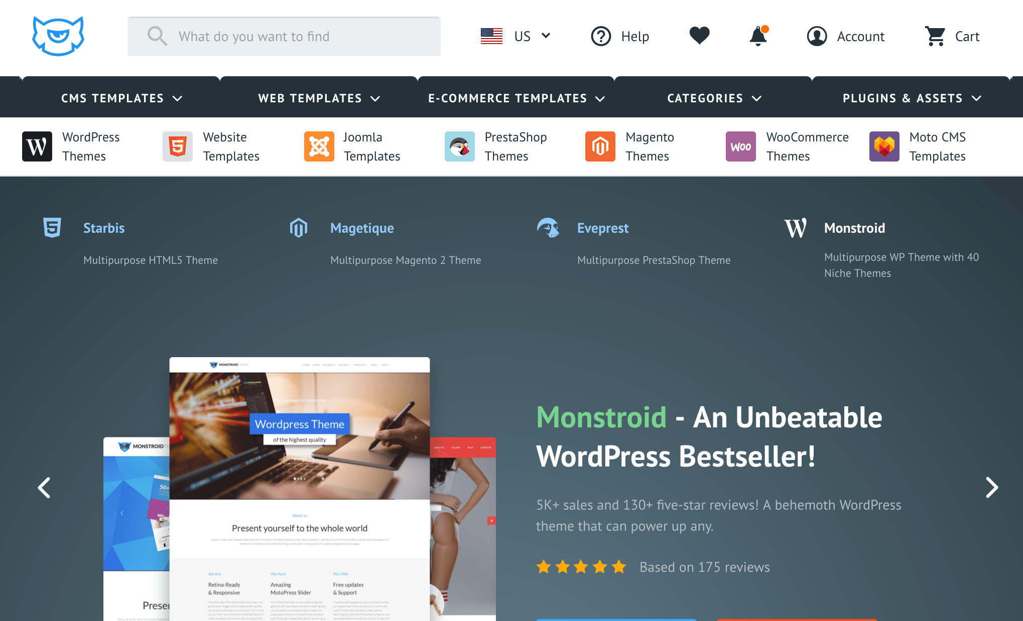 The templatemonster website.