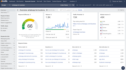 Ahrefs home page