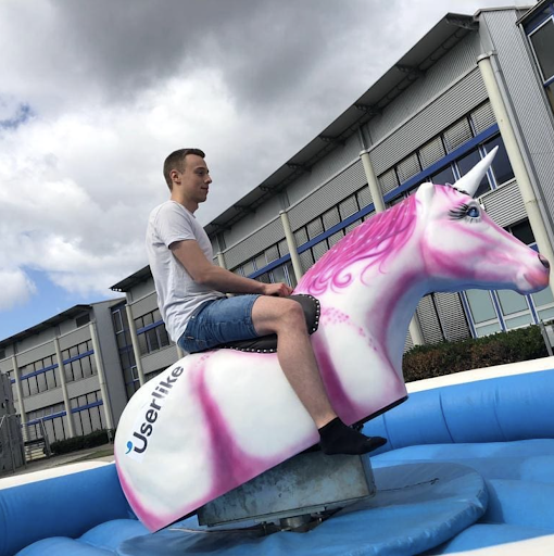 Our developer Philipp on a unicorn