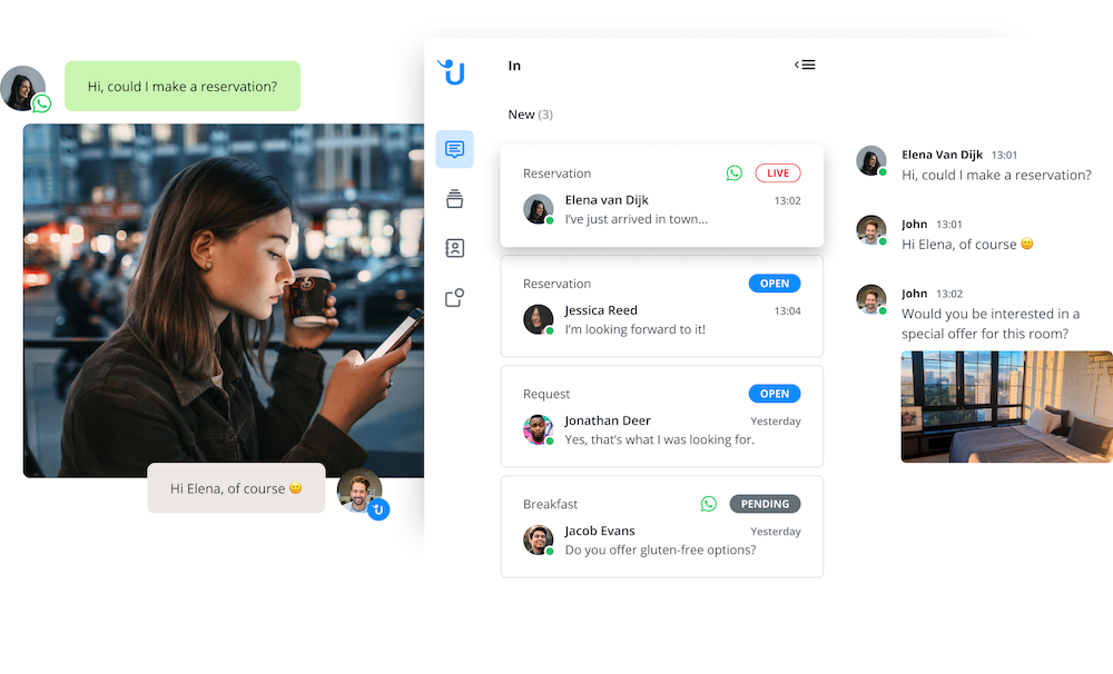 Bilder, die die Live-Chat-Software Userlike und Userlikes Message Center zeigen