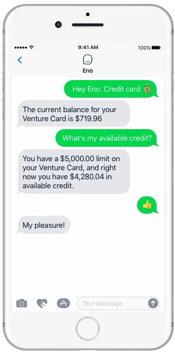 Conversation with Eno chatbot