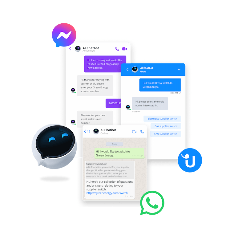 Userlike's AI chatbot talking to customers on multiple popular channels