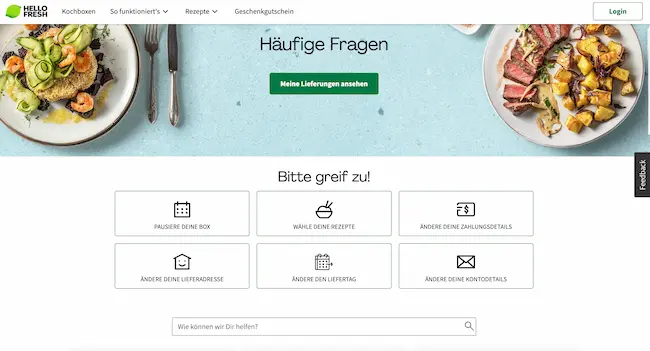 Hello Fresh’s Website-FAQ