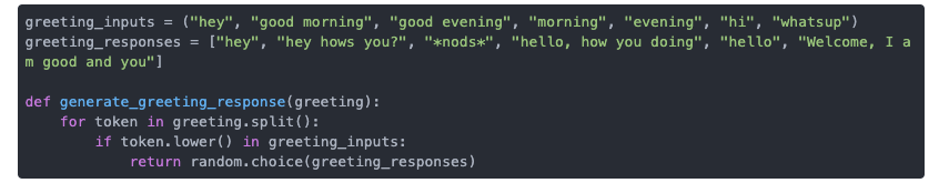 screenshot of greeting inputs