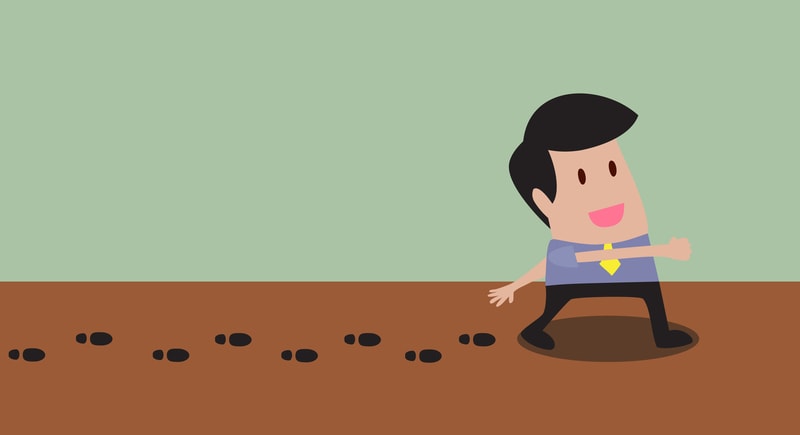 cartoon of man walking