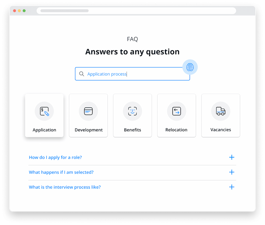 Interactive FAQ on Job page