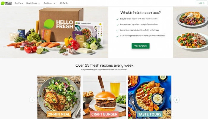 The website HelloFresh