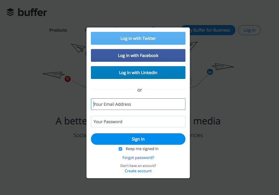 L’immagine dell’accesso a Buffer