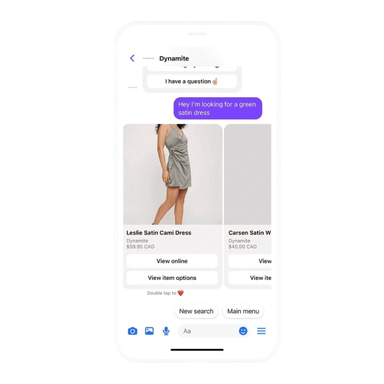 Bild der Instagram-Unterhaltung mit dem Instagram-Chatbot von Dynamite