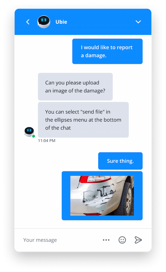 Customer uploading an image to show car damage