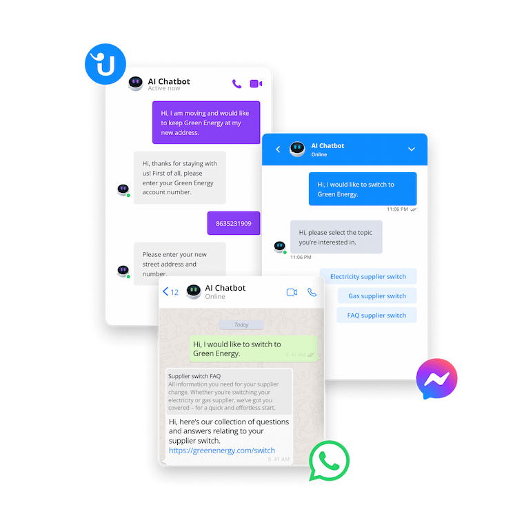 Messaging channels supported by Userlike's AI chatbot