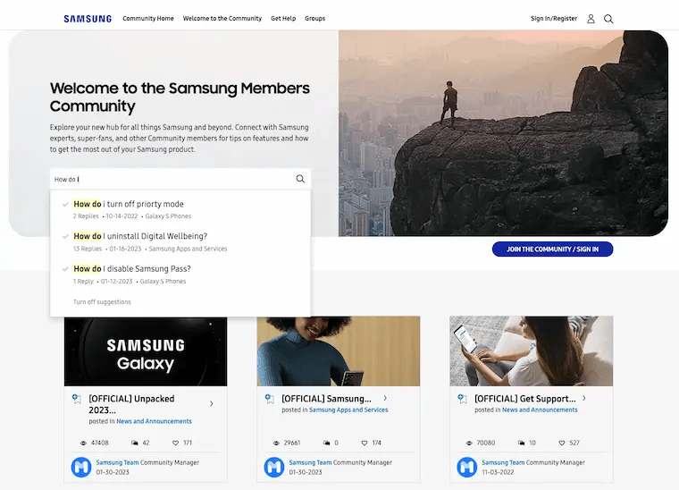 Samsung members community knowledge base