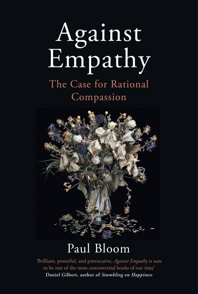 Buch-Cover Against Empathy mit einem verwelkten Strauß Blumen