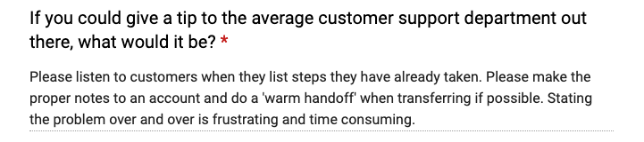 Offene Studienfrage: “Wenn Sie der durchschnittlichen Kundenservice-Abteilung einen Tip geben könnten, was würden Sie empfehlen?”