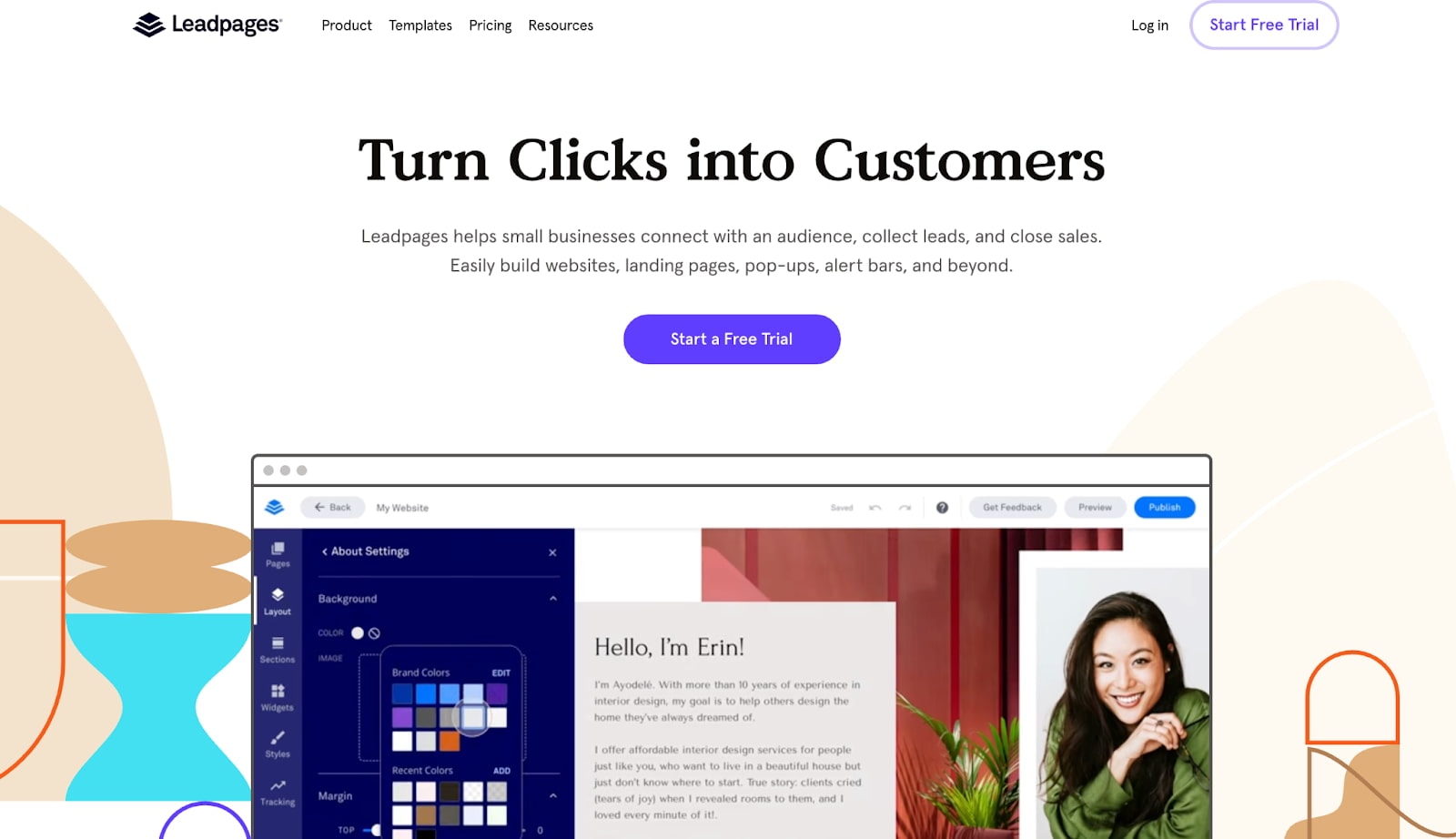 Screenshot of Leadpages homepage