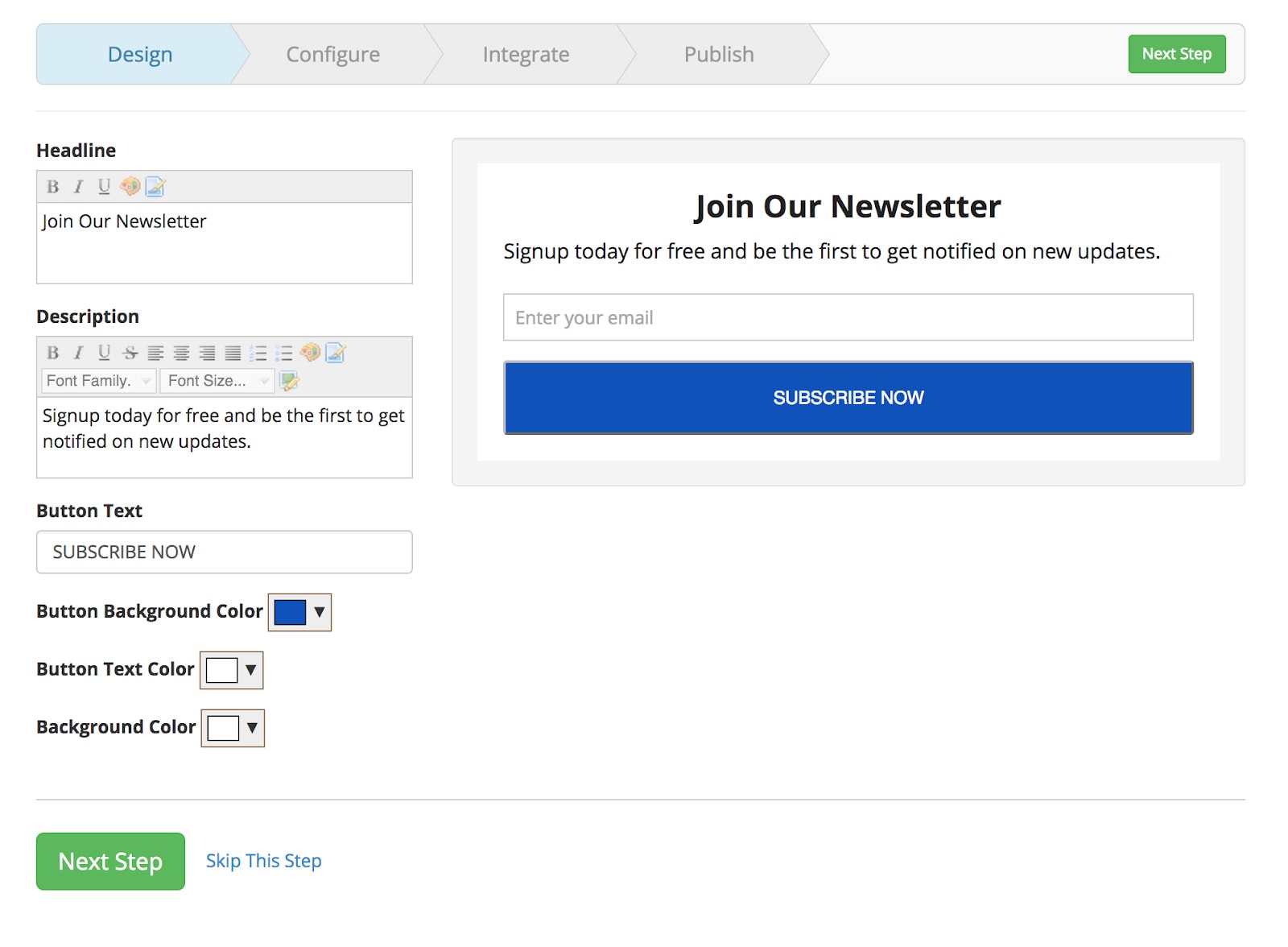 Screenshot of MailMunch