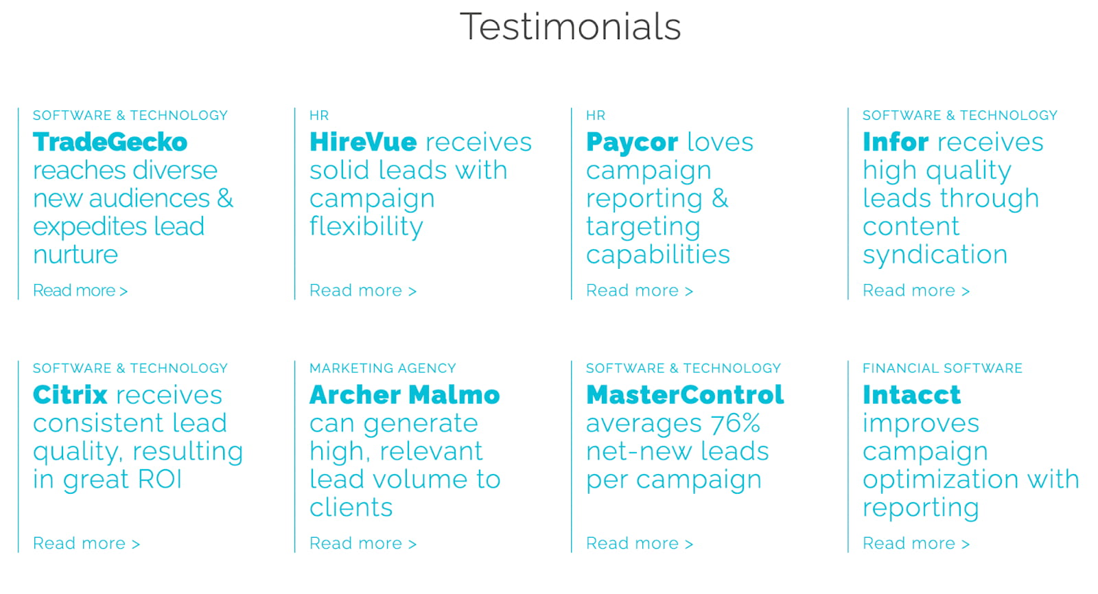 Testimonials from NetLine customers